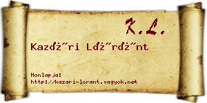 Kazári Lóránt névjegykártya